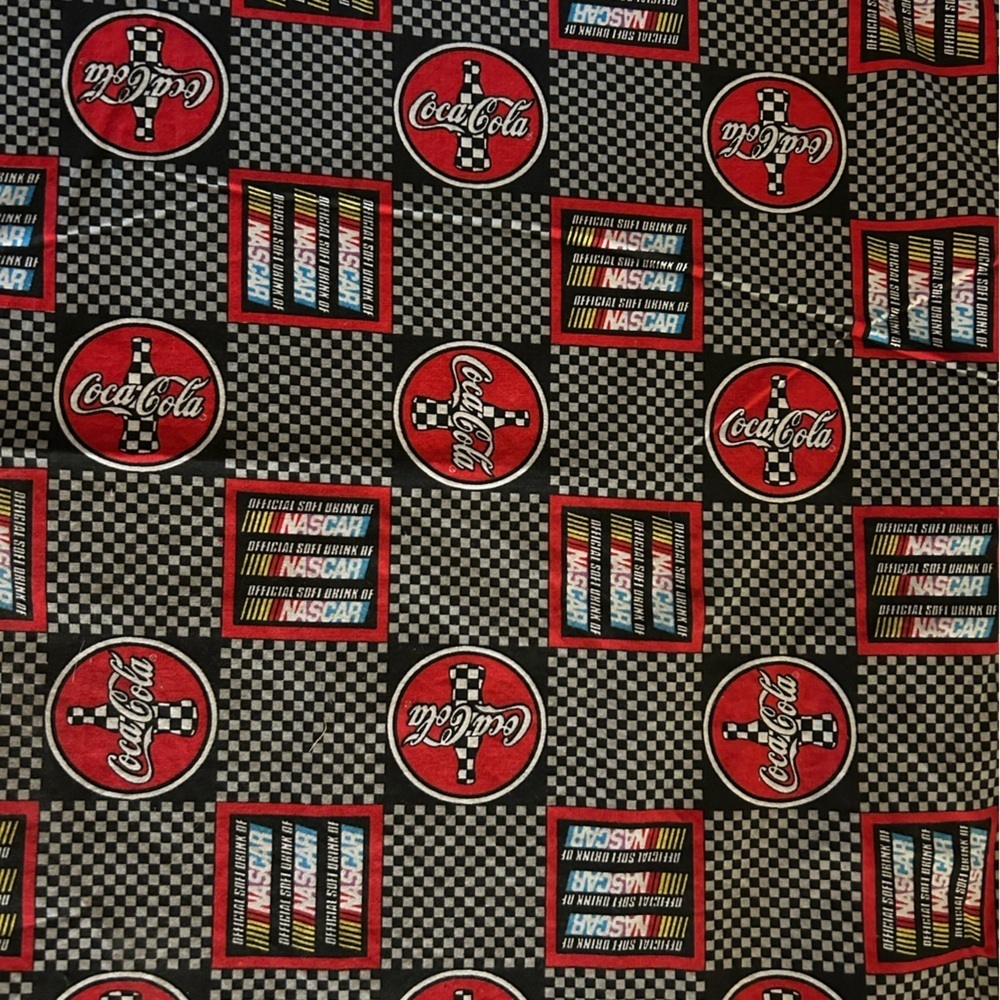 NASCAR Coca Cola Auto Racing Fabric 27 1/2” And 43” Wide - Picture 2 of 6